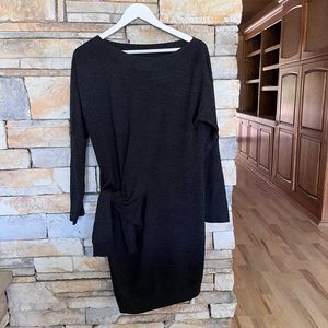 Allsaints dark grey tie sweater dress